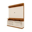 Ver imagem 3 de Estante Painel Home Goiás 150cm para TV 55 Polegadas MDP Ripado Porta Correr UV - Offwhite/Canela