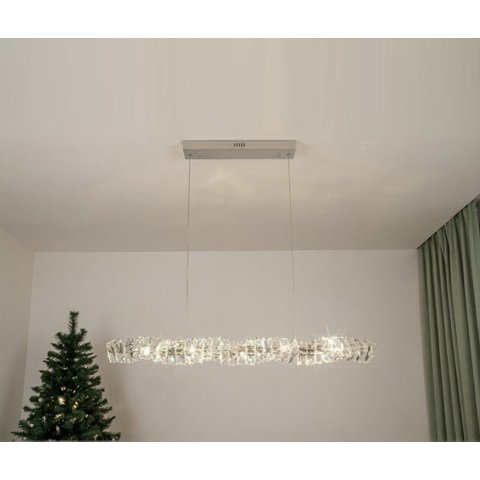 Pendente Led Cristal 90cm 3200k Cromado Decor Cinderella