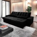 Ver imagem 5 de Sofá Retrátil Reclinável Zurique 2,10m Suede Velut Preto Molas no Assento - King House