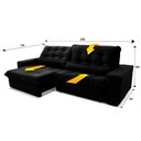 Ver imagem 6 de Sofá Retrátil Reclinável Zurique 2,10m Suede Velut Preto Molas no Assento - King House
