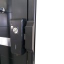 Ver imagem 3 de Porta Pivotante de Alumínio Preto 2,10 x 1,00 com Pux. Friso e Visor com Fechadura Digital - Direita