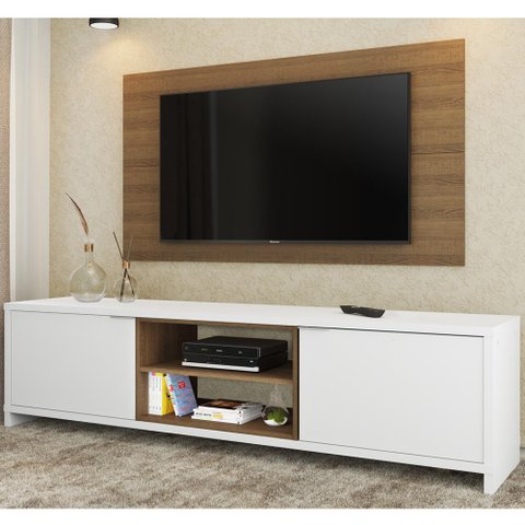 Rack Madesa Metz e Painel para Tv até 55 Polegadas - Branco/rustic/rustic