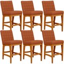 Ver imagem 1 de Kit 06 Banquetas Baixa Cozinha Bancada Bar Sala Jantar Fixa Mila L02 Tecido Terracota - Lyam Decor B