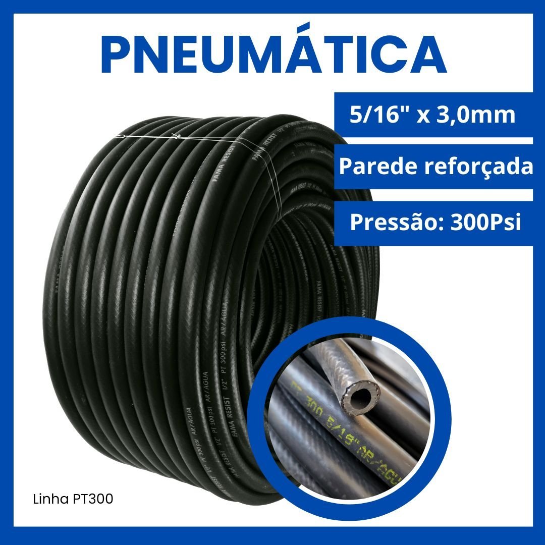 Mangueira Pneumática Trançada Fama Pt 300 - 5/16x3,0 50 Metros - 2