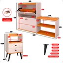 Ver mais imagens de Kit Quarto 2 Mesas Cabeceira Nicho Gavetas Retrô Sapateira Vertical Banco 21 Pares Calçados - Rpm
