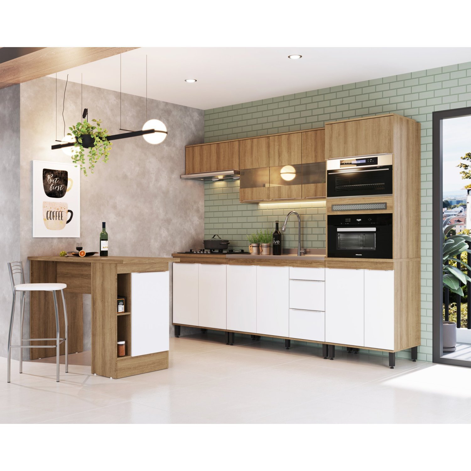 Cozinha Completa 6 Peças Torre Quente 2 Fornos e Espaço Cooktop com Bancada Paola  - 1