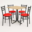 Ver imagem 1 de Conjunto Mesa Preta 70x70cm Tampo Pinus com 4 Cadeiras Epoxi