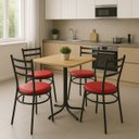 Ver imagem 3 de Conjunto Mesa Preta 70x70cm Tampo Pinus com 4 Cadeiras Epoxi