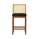 Ver imagem 2 de Banqueta Média Pérola Madeira Maciça Telinha C/ 62cm - Amêndoa - Assento Estof. Linho Preto Textura