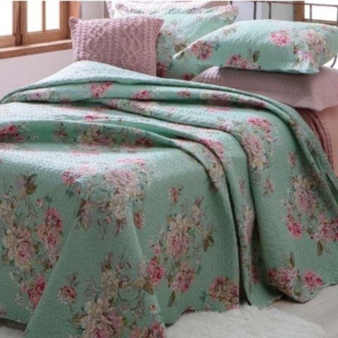 Kit Cobre Leito Colcha Daily Casal 3 Peças Dupla Face Estampado - Floral 57 - 100% Poliéster