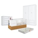Ver imagem 1 de Quarto de Bebê Americano 4 Portas Com berço Americano Multifuncional Formare Branco Freijó - Matic -