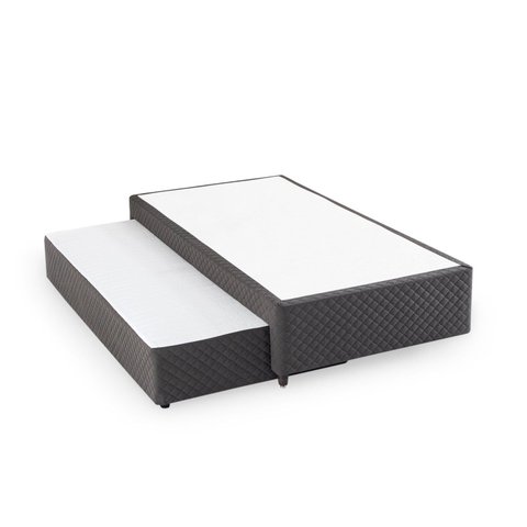Base Box Solteiro com Colchão Auxiliar de Mola 88x188x28cm Seattle Cinza/Chumbo Herval
