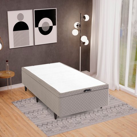 Base Box Baú Solteiro 88x188x35cm Merida Bege Herval