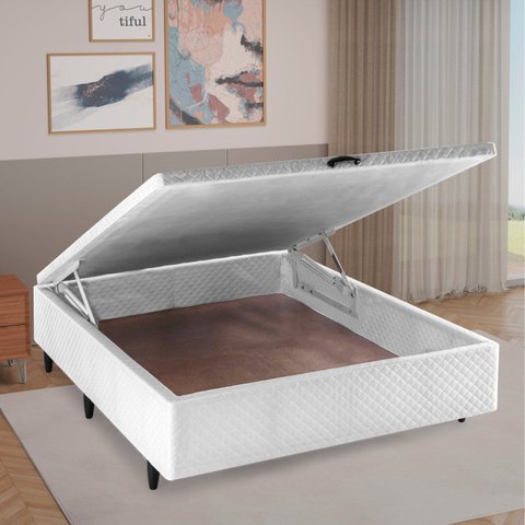 Base Box Baú Casal 138x188x35cm Merida Branco Herval