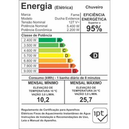 Chuveiro Evidence com Cano Fame 127v~5400w - 5