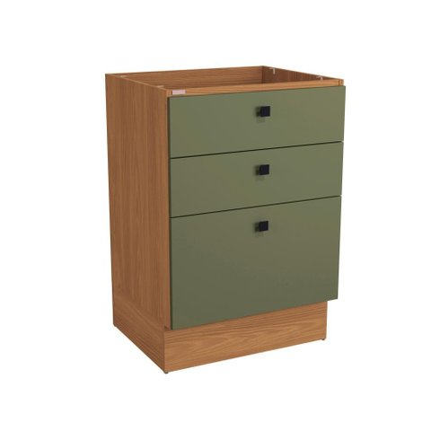 Balcão 3 Gavetas Kappesberg Pixel Canela/verde Frevo 60cm