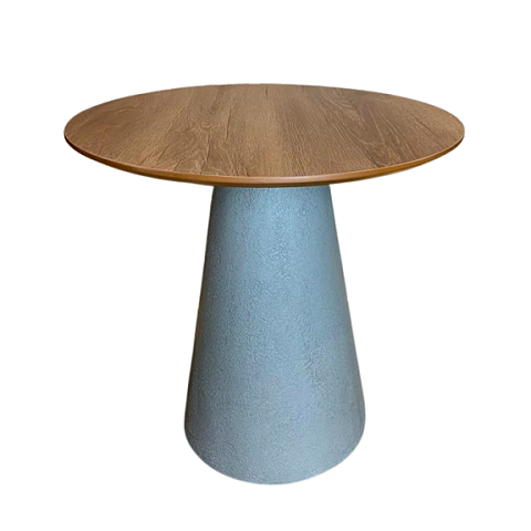 Mesa de Apoio Cone Base Cimento Texturizado - Tampo Mezzo Castani 50 cm Altura 70 cm - Cinza claro