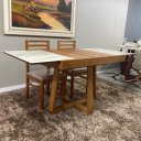 Ver imagem 6 de Sala de Jantar Mesa Elástica Itália com 4 Cadeiras Bali D'confort Design Linho Mesclado Bege e Cinza