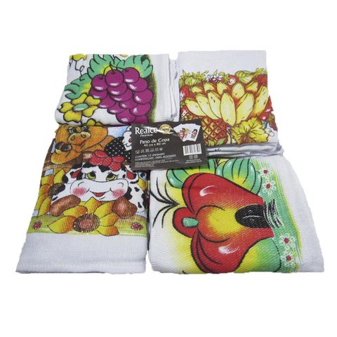 Kit Pano de Copa Estampado 12 Peças 45x80cm Realce Premium Sultan