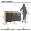 Ver imagem 3 de Balcão para Cozinha 3 Portas 1 Gaveta 120cm Cristal Cinza/Cinamomo/Grafite