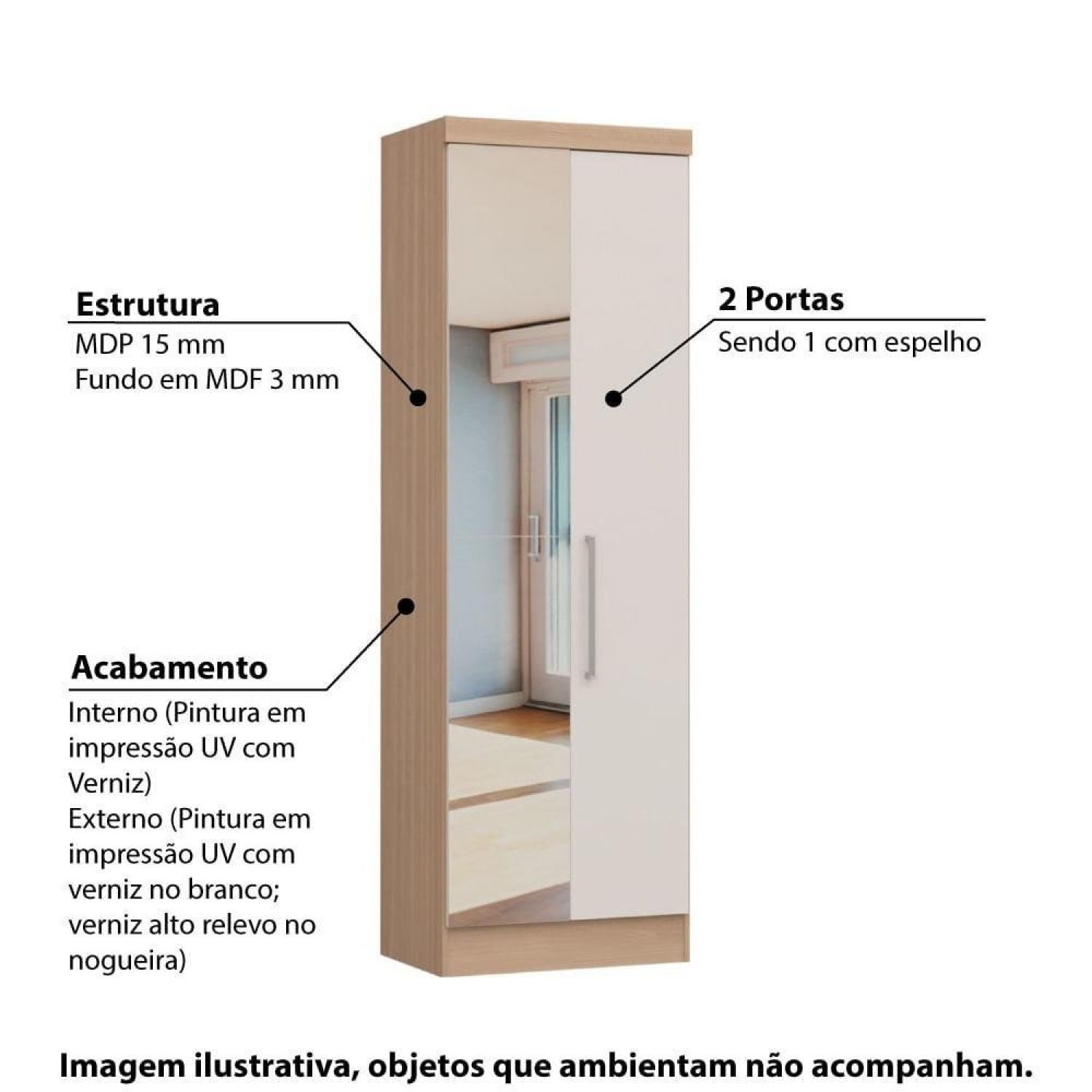 Guarda Roupa Modulado Infinity com 2 Portas e Espelho - 2
