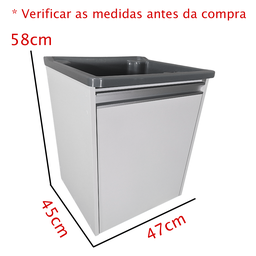 Tanque Lavanderia 26l Gabinete Mdf Suspenso Suporte Torneira de Bancada - 3