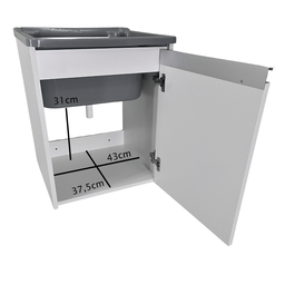 Tanque Lavanderia 26l Gabinete Mdf Suspenso Suporte Torneira de Bancada - 5