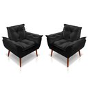 Ver imagem 1 de Kit 02 Poltrona Opala Sala Quarto Decorativa Suede Preto