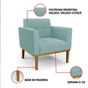 Ver imagem 3 de Poltrona Sala Decorativa Kit 2 Elisa Base Madeira Castanho Cotelê Ext/veludo Menta D03 - D’Rossi