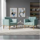 Ver imagem 2 de Poltrona Sala Decorativa Kit 2 Elisa Base Madeira Castanho Cotelê Ext/veludo Menta D03 - D’Rossi