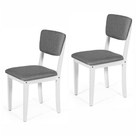 Kit 2 Cadeiras de Jantar Madeira Maciça Estofadas Ella Branco e Cinza Escuro - Straub Web