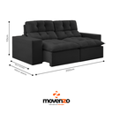 Ver imagem 3 de Sofá Retrátil Reclinável Fergus 2 Metros 4 Lugares Movenzo Jolie Grafite