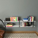 Ver imagem 2 de Prateleira Industrial Moveis Escritorio Quarto Estante Infantil Livros Branco Ferro e Madeira
