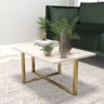 Mesa De Centro Retangular Pés Ferro Dourado Várias Cores:Branco - 1