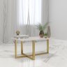 Mesa De Centro Retangular Pés Ferro Dourado Várias Cores:Branco - 4