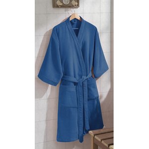Roupão De Banho Adulto Macio Velour Liso Com Manga Döhler M - Azul