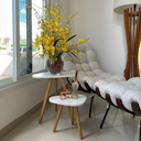 Ver imagem 3 de Conjunto de Mesinhas Canto e Apoio Pé Palito Tripé Porta Quadros e Objetos Tampo Org