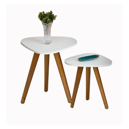 Conjunto de Mesinhas Canto e Apoio Pé Palito Tripé Porta Quadros e Objetos Tampo Org - 6