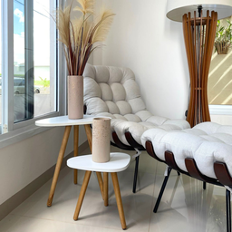 Conjunto de Mesinhas Canto e Apoio Pé Palito Tripé Porta Quadros e Objetos Tampo Org - 4