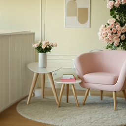 Conjunto de Mesinhas Canto e Apoio Pé Palito Tripé Porta Quadros e Objetos Tampo Org - 7