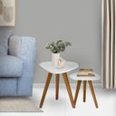 Ver mais imagens de Conjunto de Mesinhas Canto e Apoio Pé Palito Tripé Porta Quadros e Objetos Tampo Org