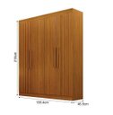 Ver imagem 2 de Guarda Roupa Solteiro 100% MDF 4 Portas 2 Gavetas Ripado 138cm Canadá Cinamomo - Leifer