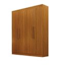 Ver imagem 3 de Guarda Roupa Solteiro 100% MDF 4 Portas 2 Gavetas Ripado 138cm Canadá Cinamomo - Leifer