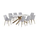 Ver imagem 2 de Conjunto Mesa de Jantar Lara 180cm Cerâmica Base Aço Carbono Bronze com 8 Cadeiras Linho - Cinza