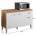 Ver imagem 4 de Balcão de Cozinha 120cm Gabriela 3 Portas 1 Gaveta com Tampo Amêndoa/branco