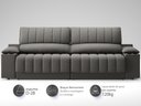 Ver imagem 4 de Sofá com Porta Copos Carregador USB Ret Rec Murano 2,30m Velosuede Cinza - NETSOFAS