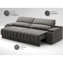 Ver imagem 5 de Sofá com Porta Copos Carregador USB Ret Rec Murano 2,30m Velosuede Cinza - NETSOFAS