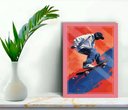 Ver imagem 1 de Quadro Decorativo Skatista + Vidro 33x25 Escritório Sala:rosa