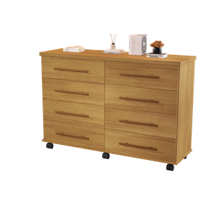 Comoda Jade 8 Gavetas Mel com Rodinhas