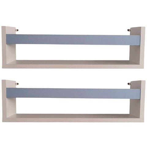 Kit 2 Prateleira para Livros 65cm Branco Trava Azul Claro